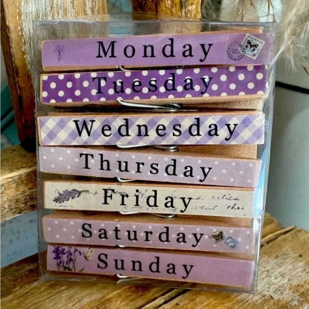 Hancock Fabrics Days Of The Week Clothespins Clip Magnets NEW
